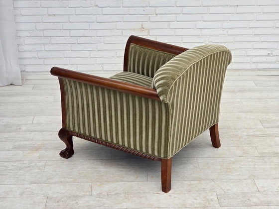 Image 1 of Fauteuil danois des années 1950, revêtement en velours, bois de teck.