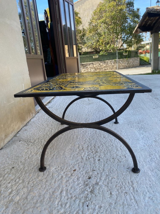 Image 1 of Jean Lurçat a Saint-Vincent, tavolino da caffè in ferro battuto, 1950