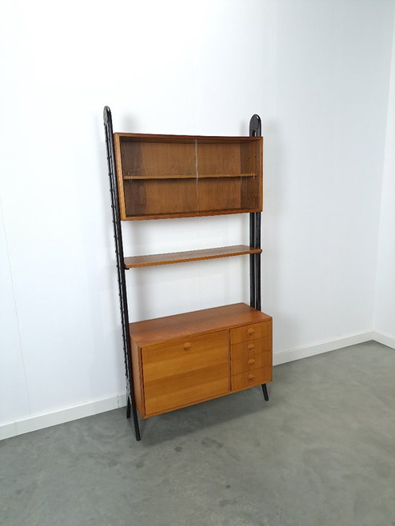 Image 1 of Teak Musterring design kast met zwarte poten