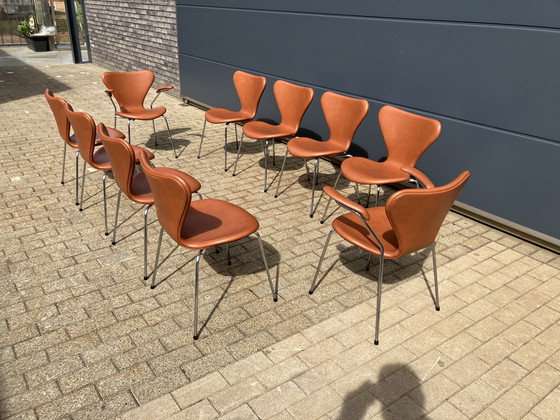 Image 1 of Fritz Hansen series 7 Butterfly chairs in Cognac leather NEW!!