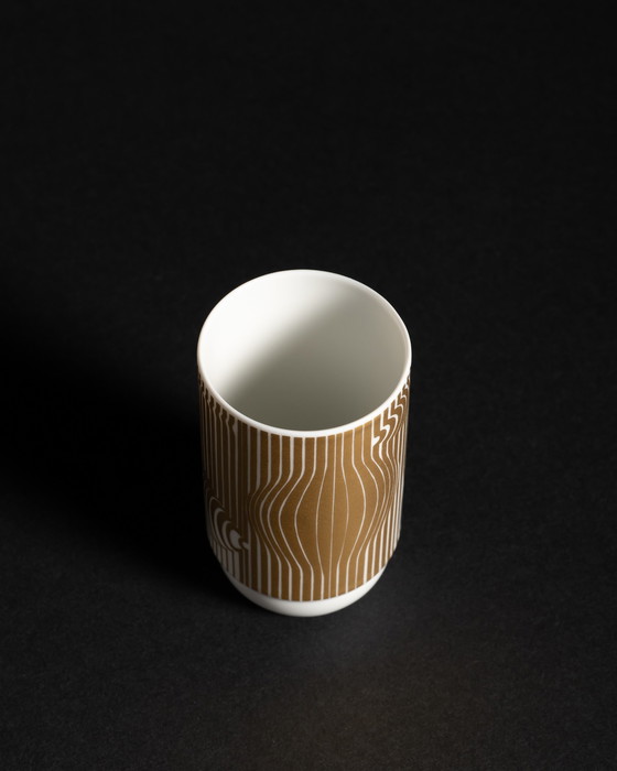 Image 1 of Rare 70s Victor Vasarely Manipur Design 24 K Gold Rosenthal porcelain vase 8 cm