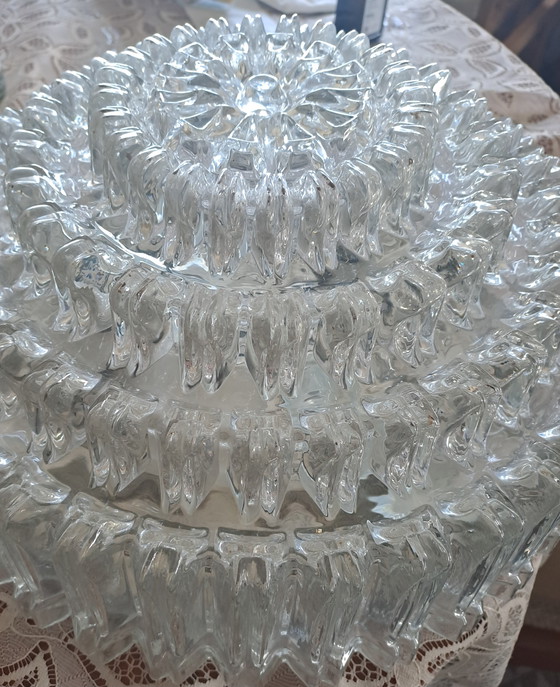 Image 1 of Mid-Century Glashütte Limburg Ceiling Light A 699 Textured Glass 1960s