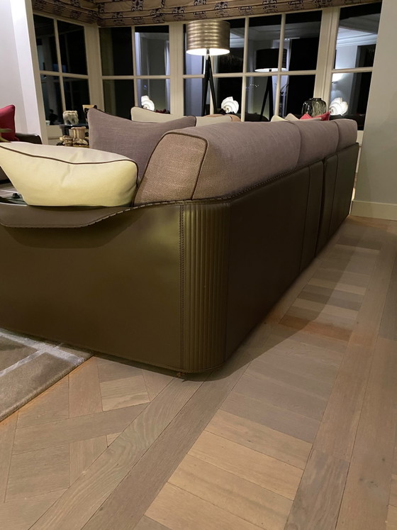 Giorgietti sofa 2 x, Giorgetti, Leather, Textile, Brown (photo 5 of 5)