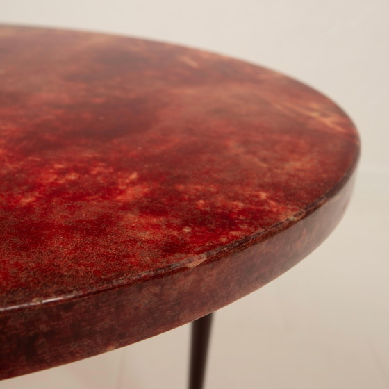 Table basse Aldo Tura en parchemin, Mod. 826, peau de chèvre teinte à la main, Italie, 1950 – Tables basses (photo 21 of 27)