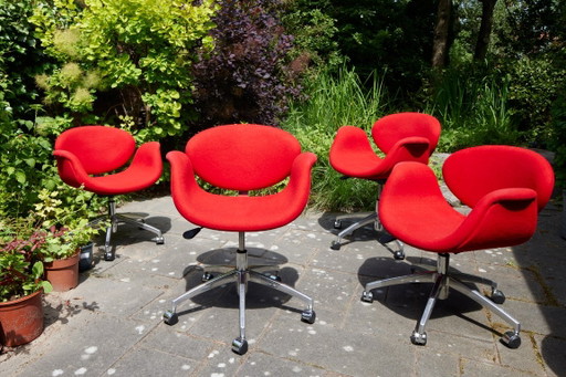 4x Little Tulip Artifort – Sillas giratorias de oficina/conferencia