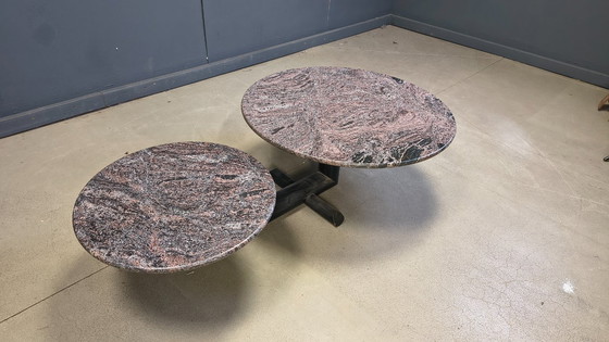 Image 1 of Two tier marble pivoting top coffee table by roche Bobois, 1980s