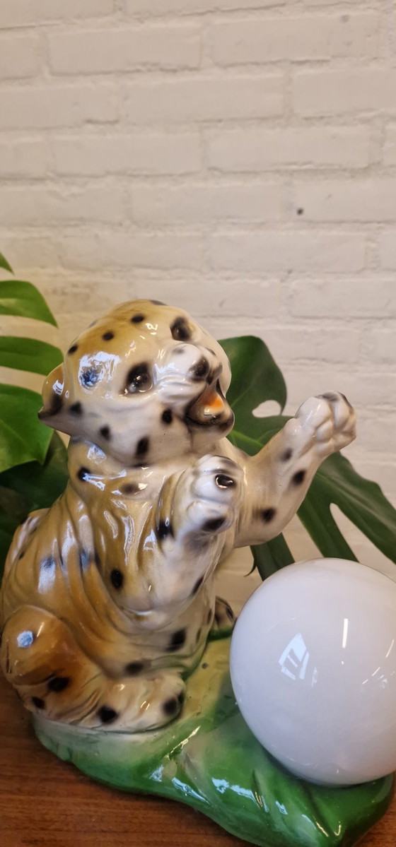 Image 1 of Lampe de table vintage unique - panthère
