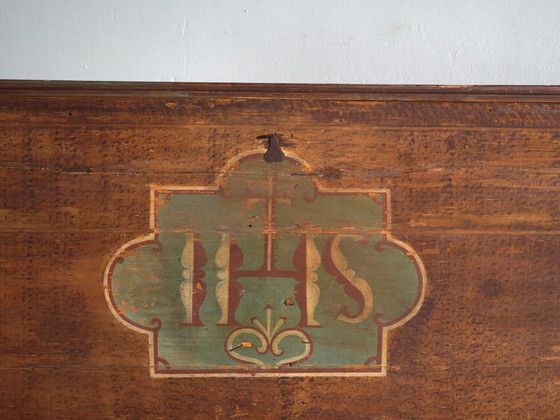 Coffre de dot polychrome ancien en pin – Europe Centrale, circa 1850 – Armoires de rangement, Iron (photo 38 of 40)