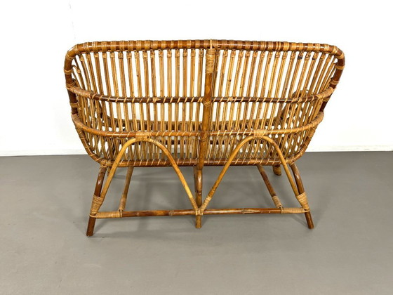 Image 1 of Banco Mid-Century de ratán y bambú de Rohé Noordwolde, años 60