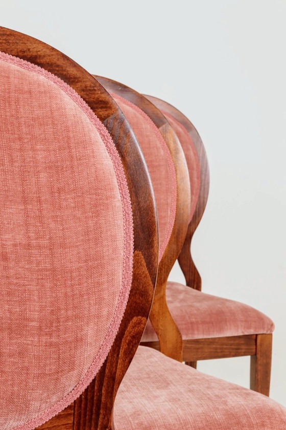 Image 1 of Ensemble de 6 chaises de salle à manger vintage en rose indienne