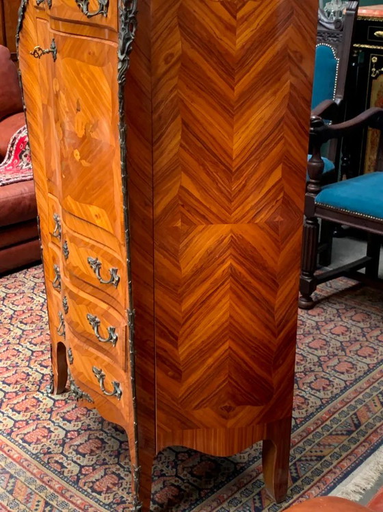 Antico scrittoio francese in bronzo e intarsi in legno. – Scrivanie, Bronze, Marble (photo 4 of 10)