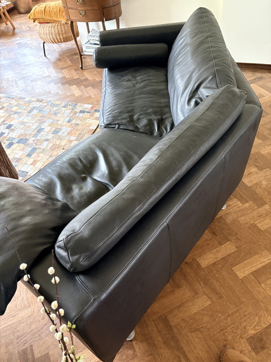 Image 1 of Divano angolare in pelle nera