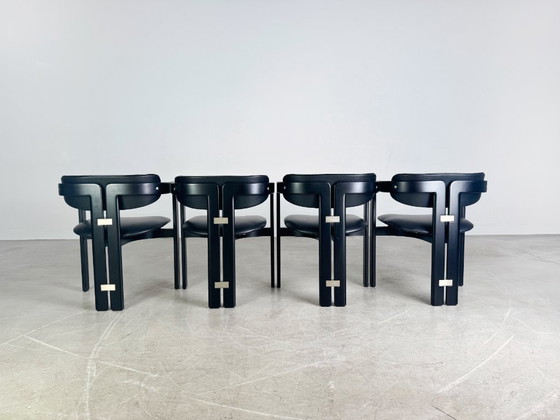 Image 1 of Set originale di 4 sedie Pamplona Pozzi Augusto Savini in pelle