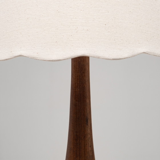 Organic Teak and Brass Table Lamp with ‘Flower’ Shade Denmark, 1960s, Scandinavian (photo 5 of 7)