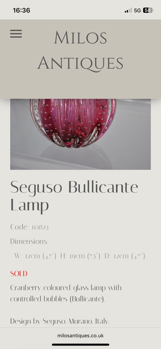 Image 1 of Design by Seguso, Murano Bullicante Tafellamp Italy.