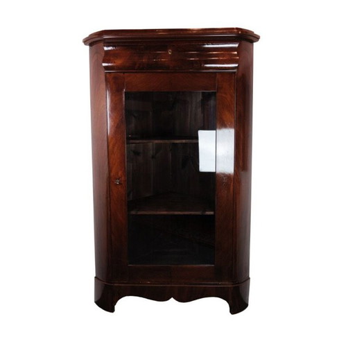 Vintage corner cabinet with mahogany shelves, 1840