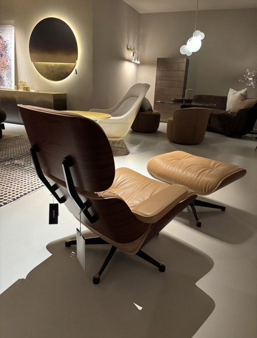 Nwe Vitra Eames Lounge Chair + Ottoman Caramel Natural Leder – fauteuils, Aluminium, Wood