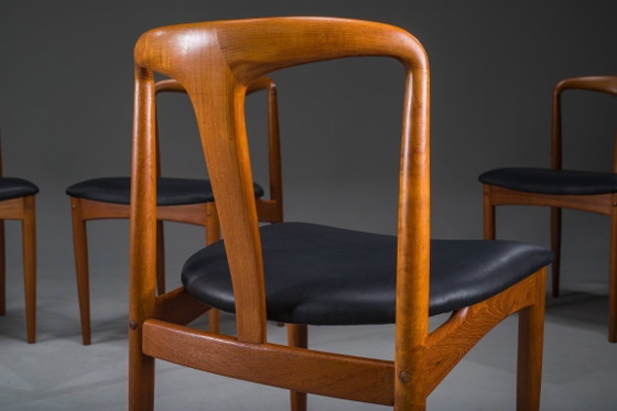 Image 1 of Juliane Dining Chairs in Teak and Black Leather by Johannes Andersen for Uldum Møbelfabrik, Denmark, 1960s, Set of 6