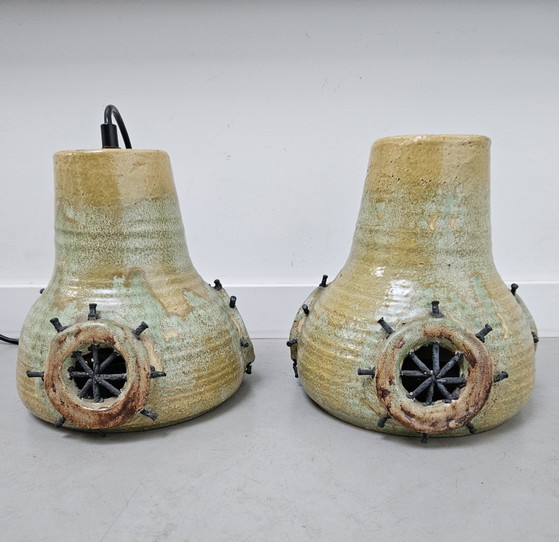 Image 1 of Set brutalistischer Keramiklampen von Gert de Rijk aus den 1970er Jahren