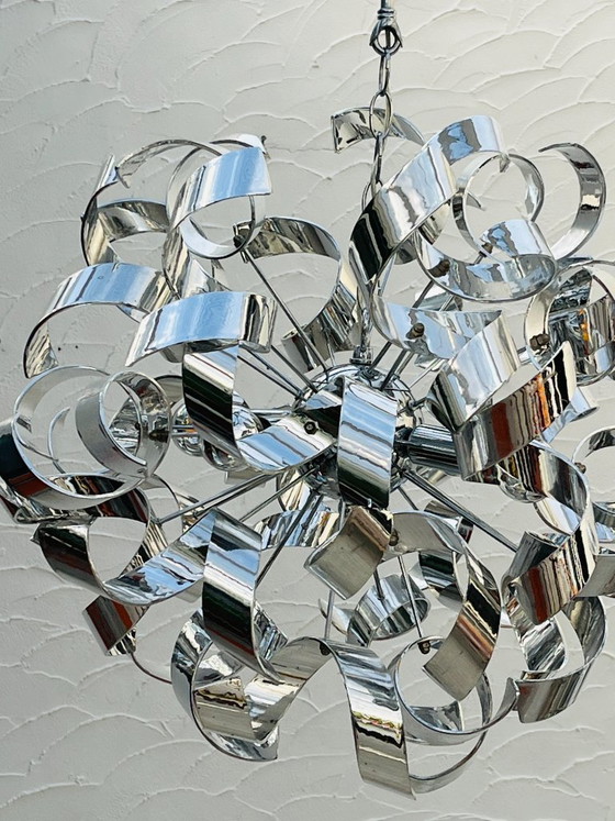 Image 1 of Sculptural chrome designer pendant light