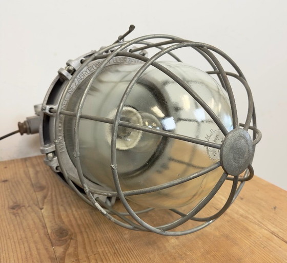 Image 1 of Large Industrial Cast Aluminium Cage Pendant Light, 1970