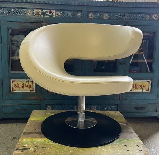 Varier Peel Club Design-Sessel aus cremefarbenem Leder