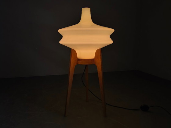 Image 1 of Sculpturale vloerlamp uit het midden van de 20e eeuw met glazen kap, jaren 70