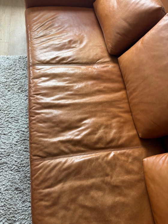 Habitat real leather sofa Montino in cognac with bench – Metal (photo 5 of 8)