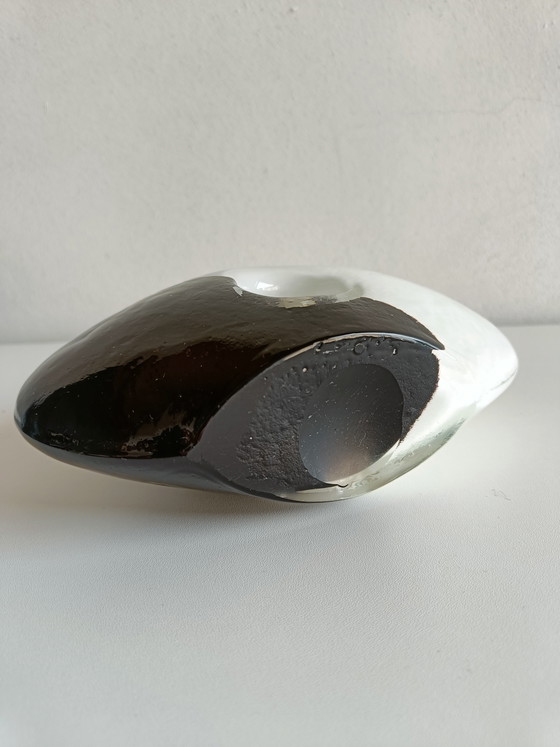 Image 1 of Sculptural Murano Style Glass Vase Black & White, Attributed to Seguso, Italy 1970s–80s