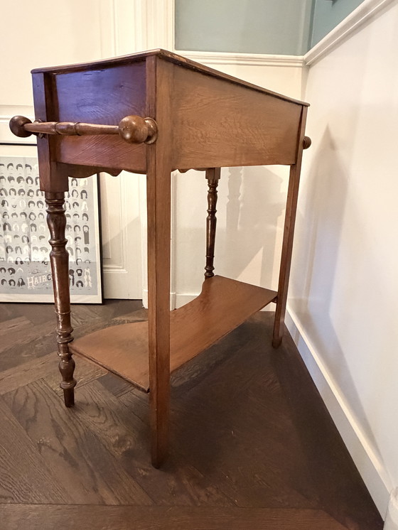 Image 1 of Antieke wastafel / Halltable met marmeren blad