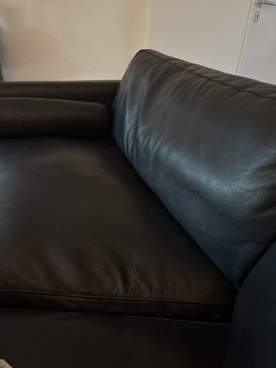 Image 1 of Divano angolare in pelle nera