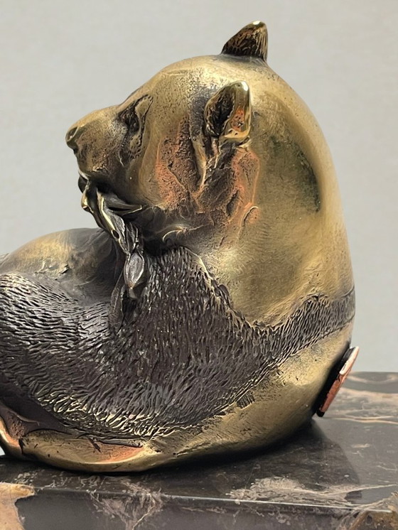 Image 1 of Art Deco bronze panda sculpture – signed Milo – marble base