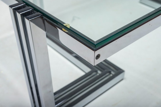 Image 1 of Vintage salontafel in chroom en glas, jaren 1960