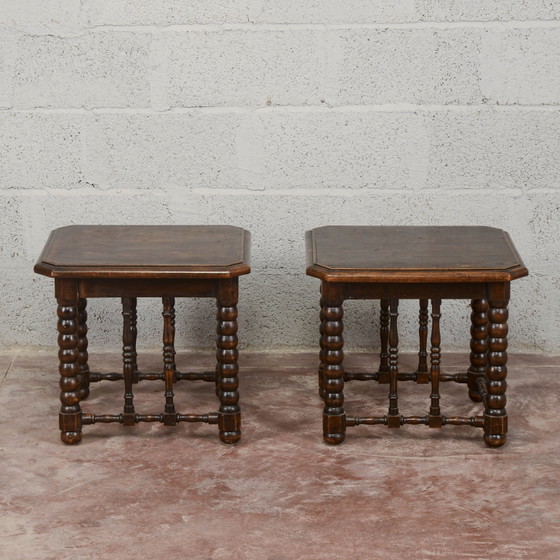 Pair of 19th Century Carved and Turned Wood Stools (photo 4 of 10)