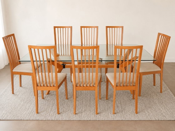 Image 1 of Tavolo da salotto Calligaris Tokyo con 8 sedie abbinate in faggio