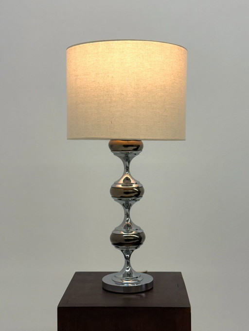 Lampada da tavolo Space Age con base scultorea cromata