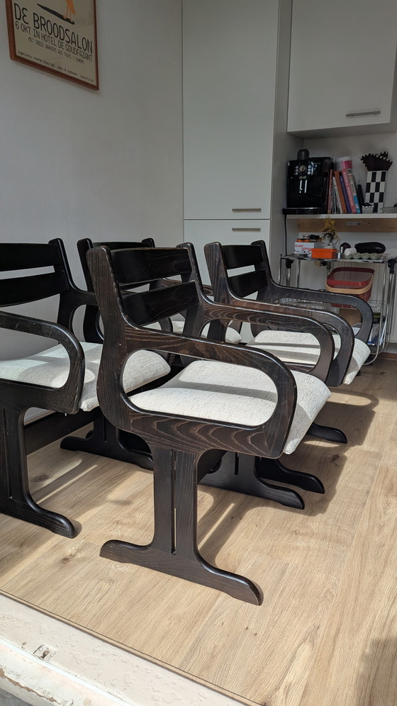 Image 1 of Set van 4 Farstrup Møbler Space Age Deense eetkamerstoelen uit de jaren 60