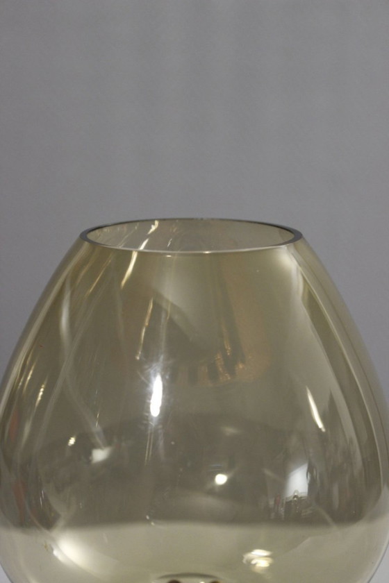 Image 1 of Candelabro antiguo de cobre, latón y cristal, diseño modernista, década de 1950.