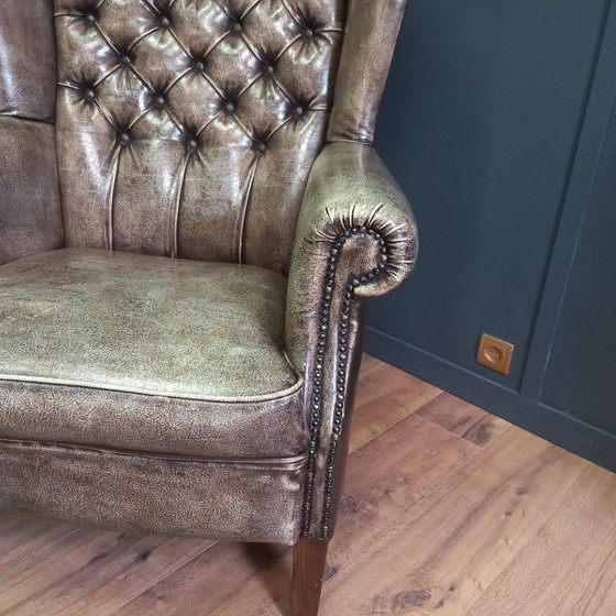 Image 1 of Fauteuil Chesterfield à oreilles vintage | Env. 1985-1990