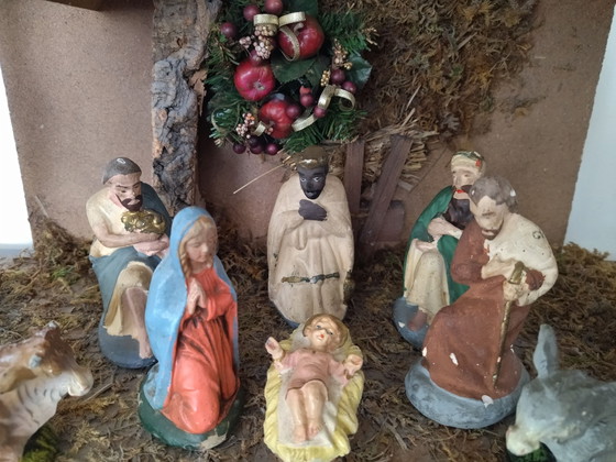 Grand crèche de Noël vintage, Objets déco, Bois, Autre, Marron (photo 4 sur 9)