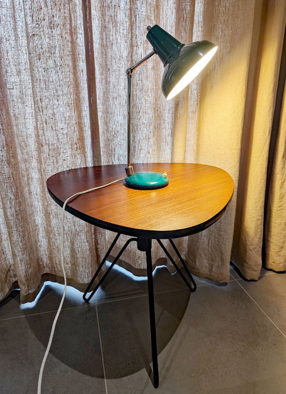 Lampe de bureau industrielle vintage, Italie 1960, Métal, Vert (photo 2 sur 8)