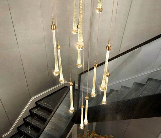 Image 1 of Gran Araña 13 Tea Drop en cristal de doble altura