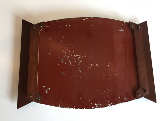 Image 1 of Specchio Art Déco e vassoio in legno Francia