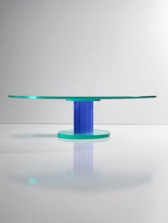 Image 1 of Vintage Postmoderne große Tortenplatte Fuß Schale Montana Dessert Glas Memphis Milano Stil 80er 90er Ettore Sottsass