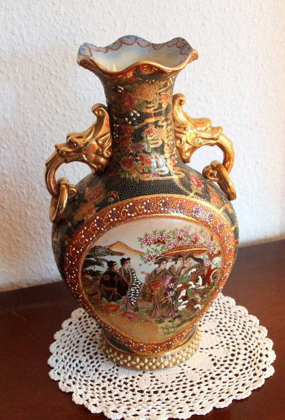 Image 1 of Magnificent Chinese vase, amphora-shaped, ceramic, vintage, mid-century, ceramic vase made in China