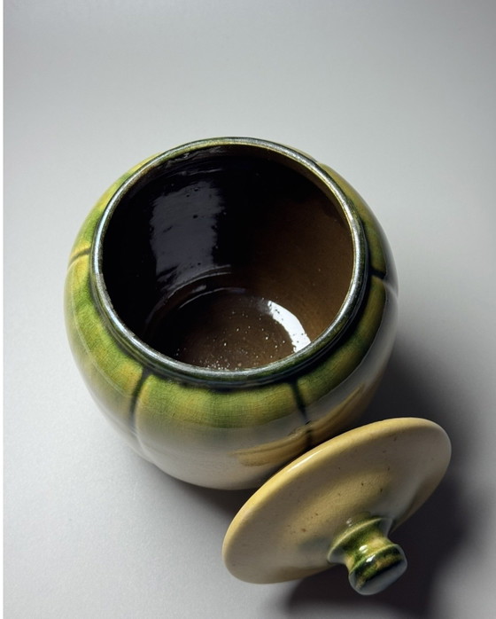 Image 1 of Art Deco Covered Tobacco Jar – S.A. des Faïenceries de Thulin, Belgium, circa 1920s–1930s