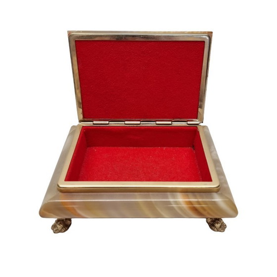 Image 1 of Boîte à bijoux vintage italienne en marbre onyx