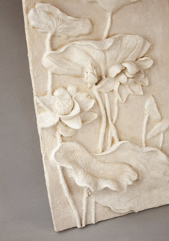 Image 1 of Bas-relief with flowers. Relief with flowers. Flowers in relief. Flower sculpture. Sculpted flowers. Flower painting. Ornament