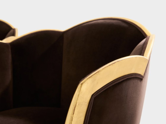 Image 1 of Poltrone in velluto marrone dorato di Maurice Dufrène, circa 1925