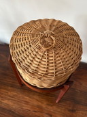 Rare Danish tripod rattan basket by J Kjaersulf 1960s